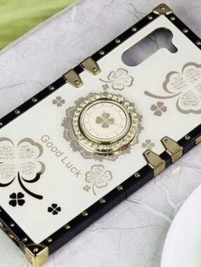 Samsung Galaxy Note 10 Case Good Luck Bling Diamond Square TPU Cover Kickstand